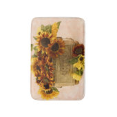 スズバスケットにオレンジ色のひまわり バスマット (正面縦)