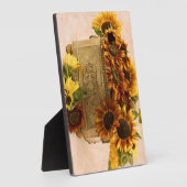 スズバスケットにオレンジ色のひまわり フォトプラーク (側面)