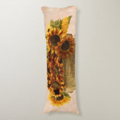 スズバスケットにオレンジ色のひまわり ボディピロー (正面縦)