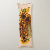 スズバスケットにオレンジ色のひまわり ボディピロー (裏面 (縦))