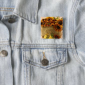 スズバスケットにオレンジ色のひまわり 缶バッジ (インサイチュ)