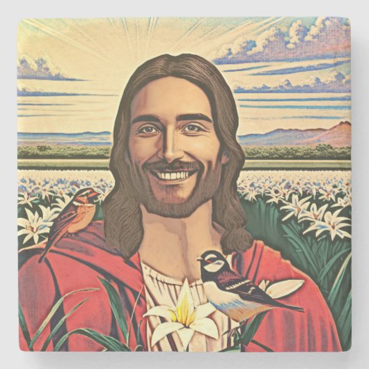 スズメとユリ ストーンコースター (正面)