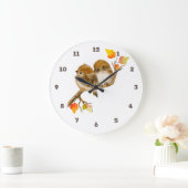 スズメのかわいい鳥たちの壁掛け時計 ラージ壁時計 (ホーム)