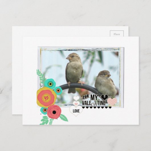 スズメのバレンタイン シーズンポストカード (正面/裏面)