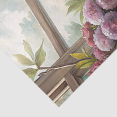 スズメのピンク色の牡丹が並ぶ、みすぼらしい夏の窓 薄葉紙 (詳細)