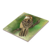 スズメの陶芸瓦かわいい鳥 タイル (側面)