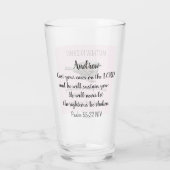 スズメの鳥がバイブルの気に聖句をピンク色に変える タンブラーグラス (裏面)