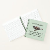 スズメの鳥が聖書の気に聖句を緑に変える ノートブック (内部)