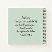 スズメの鳥が聖書の気に聖句を緑に変える ノートブック (裏面)