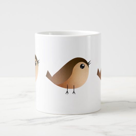 スズメの鳥のキャラクター ジャンボコーヒーマグカップ (正面)