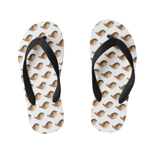 スズメの鳥の漫画 キッズビーチサンダル (フットベッド)