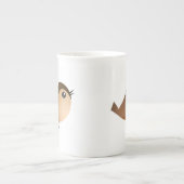 スズメの鳥の漫画 ボーンチャイナマグカップ (正面)