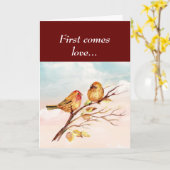 スズメの鳥を愛する一周年記念 カード (黄色い花)