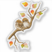 スズメカスタムの鳥のビニール切り シール (正面)