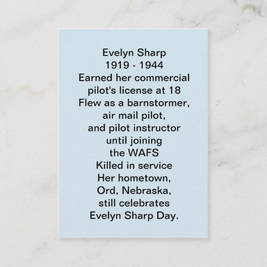 スズメバチのエヴァリンの鋭いトレーディングカード 名刺 (裏面)