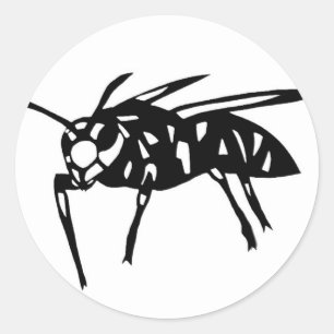 スズメバチ　グッズ　蜂　hornet; yellow jacket; wasp　切り絵 ラウンドシール