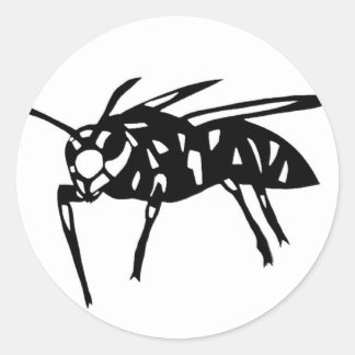 スズメバチ　グッズ　蜂　hornet; yellow jacket; wasp　切り絵 ラウンドシール