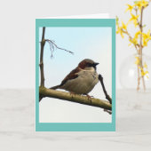 スズメ カード (黄色い花)