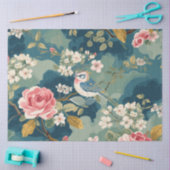 スズメ ピンク 白 花 絵画 デコパージュ 薄葉紙 (クラフト)