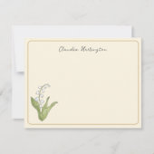 スズラン ハンドイラスト ベージュ フラワリー ノートカード (正面)