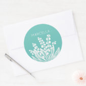 スズラン フローラル ブーケ オーダーメイド ネーム ラウンドシール (封筒)