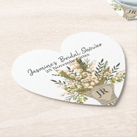 スズラン ブーケ ブライダル シャワー ペーパーコースター (アングル)