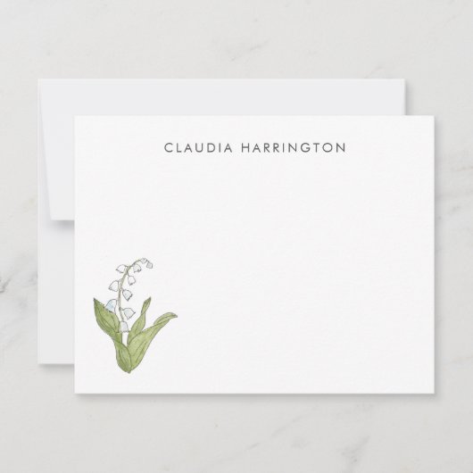 スズラン 手描き イラスト 春の花束 ノートカード (正面)