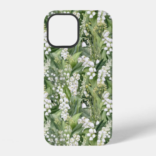 スズラン 白と緑の花 アート iPhoneケース (裏面)