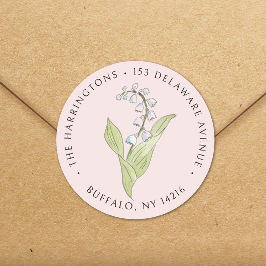 スズラン 5月 ピンク 花柄 返信住所 ラウンドシール