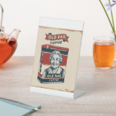 スズ広告の古いバッグ・コーヒーの兆候 台座サイン (インサイチュ)