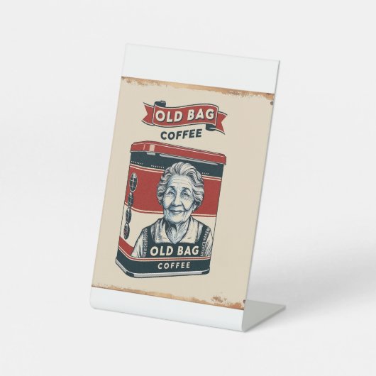 スズ広告の古いバッグ・コーヒーの兆候 台座サイン (正面)