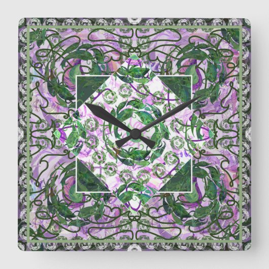 スセアブルースタジオガーデンマンデラクロック スクエア壁時計 (正面)