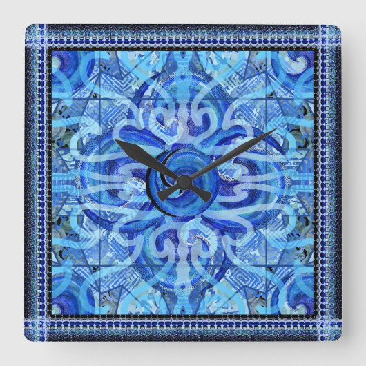 スセアブルースタジオズウェーブマンデラクロック スクエア壁時計 (正面)