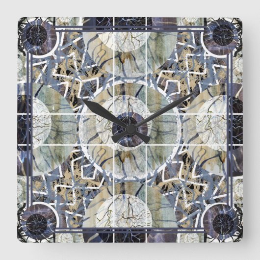 スセアブルースタジオ照明マンデラクロック スクエア壁時計 (正面)