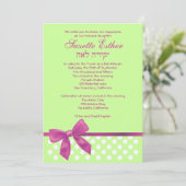 スゼットバルミツワー招待状ピンクライムボウドット 招待状 (スタンド正面)