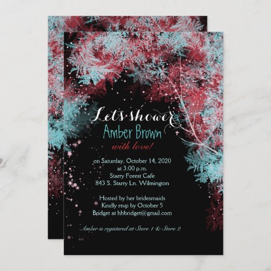 スタお洒落リーフォレストブライダルシャワー 招待状 (正面/裏面)