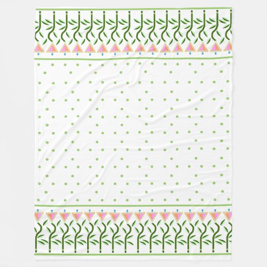 スタかわいらしイ縁どルの花芸 フリースブランケット (正面)