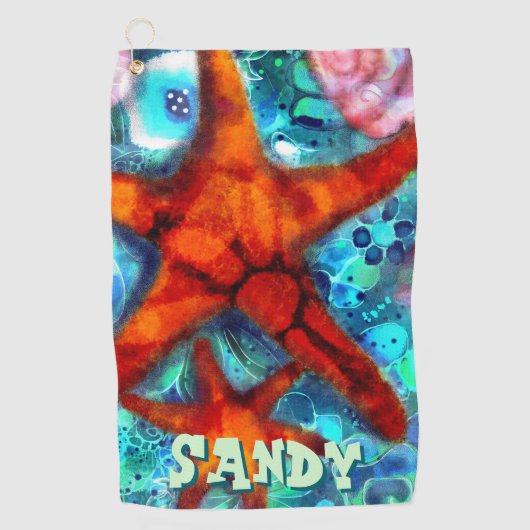 スタイお洒落フィシーシェルビーチパーソナライズされた ゴルフタオル (正面)