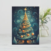 スタイライズされたクリスマスツリー シーズンカード (スタンド正面)