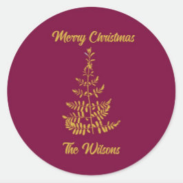 スタイライズされたゴールドツリーホリデー ラウンドシール