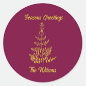 スタイライズされたゴールドツリーホリデー ラウンドシール