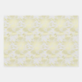 スタイライズされた花のアートデコ ゴールドとグレー ラッピングペーパーシート (正面3)