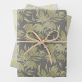 スタイライズされた花のアートデコ ゴールドとグレー ラッピングペーパーシート (インサイチュ)