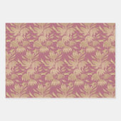 スタイライズされた花のアートデコ バーガンディ ラッピングペーパーシート (正面3)