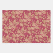 スタイライズされた花のアートデコ バーガンディ ラッピングペーパーシート (正面)