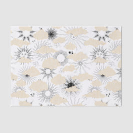 スタイライズされた黒い太陽がテクスチャの入った淡い茶色の雲の後ろに 薄葉紙