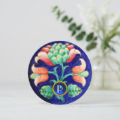 スタイライズド フラワー / ピンク グリーン ブルー ジェム モノグラム 招待状 (スタンド正面)