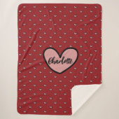 スタイリストかわいいハートパターンモノグラムパーソナライズされた シェルパブランケット (正面)