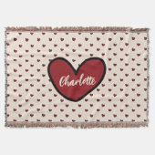 スタイリストかわいいハートパターンモノグラムパーソナライズされた スローブランケット (正面)