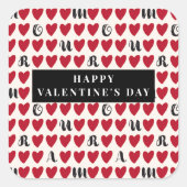 スタイリストかわいい甘いハートパターンシール&ラベル スクエアシール (正面)